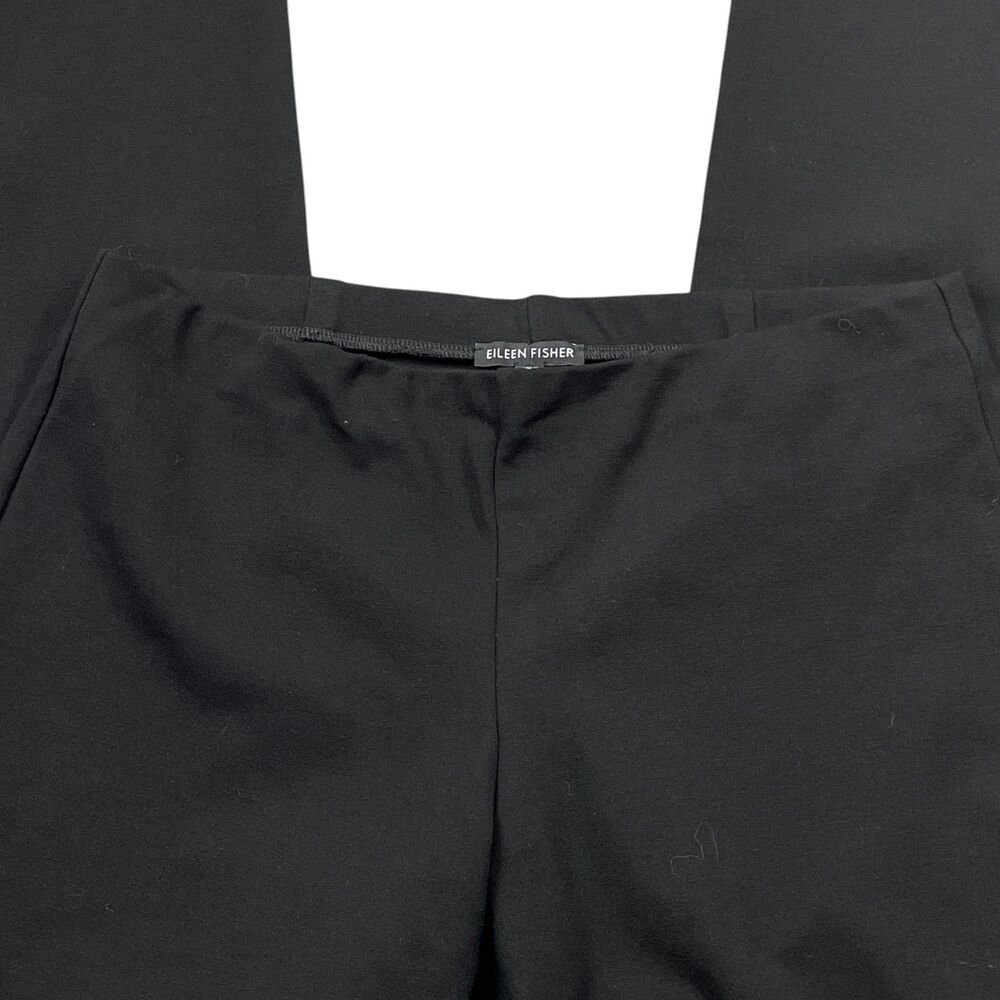 Eileen Fisher Small Black Pull On Elastic Waist Viscose Blend Straight Leg Pants - Picture 2 of 6